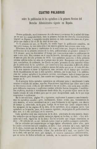 Cuatro palabras sobre la publicación de los sapéndices a la primera...
